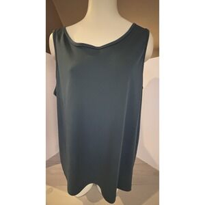 Vintage 90s Maggie Barnes Tank Top Womens 1X Green Scoop Neck Y2K Plus Size